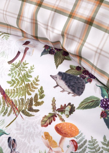 Catherine Lansfield Soft Velvet Woodland Walk Reversible Duvet Cover Set