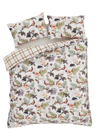 Catherine Lansfield Soft Velvet Woodland Walk Reversible Duvet Cover Set