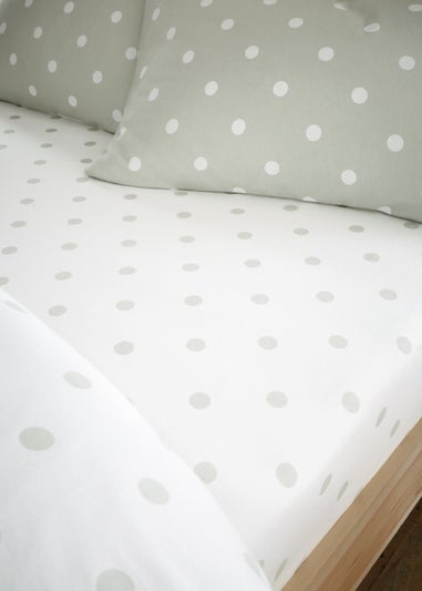 Catherine Lansfield Brushed Polka Dot Cotton Fitted Sheet