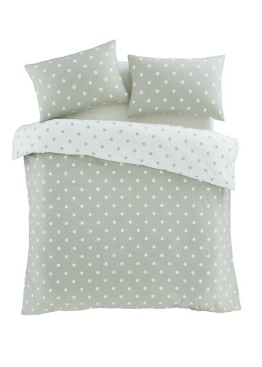 Catherine Lansfield Brushed Polka Dot Cotton Reversible Duvet Cover Set