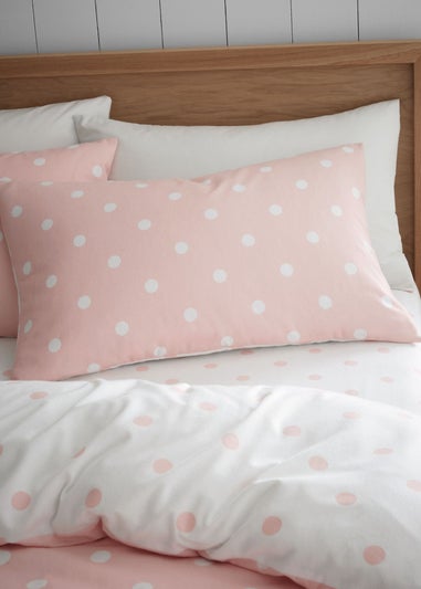 Catherine Lansfield Brushed Polka Dot Cotton Reversible Duvet Cover Set