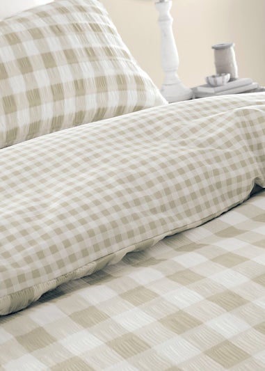 Catherine Lansfield Seersucker Gingham Check Duvet Cover Set