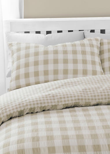 Catherine Lansfield Seersucker Gingham Check Duvet Cover Set