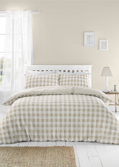 Catherine Lansfield Seersucker Gingham Check Duvet Cover Set