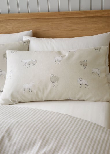 Catherine Lansfield Brushed Cotton Sheep Reversible Duvet Cover Set