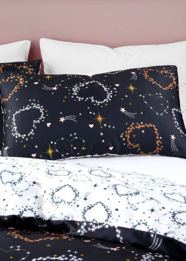 Catherine Lansfield Cosmic Hearts and Stars Reversible Duvet Cover Set