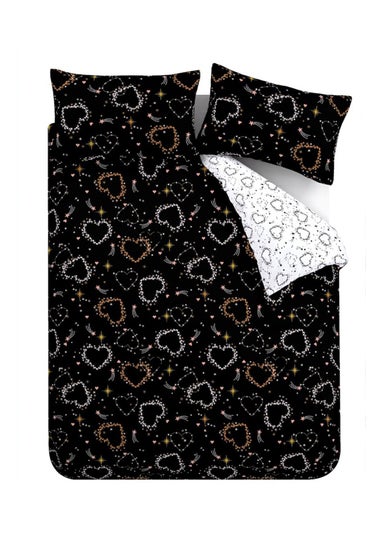 Catherine Lansfield Cosmic Hearts and Stars Reversible Duvet Cover Set