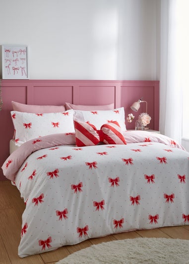 Sassy B Dotty Bows Soft Microfibre Reversible Duvet Cover Set