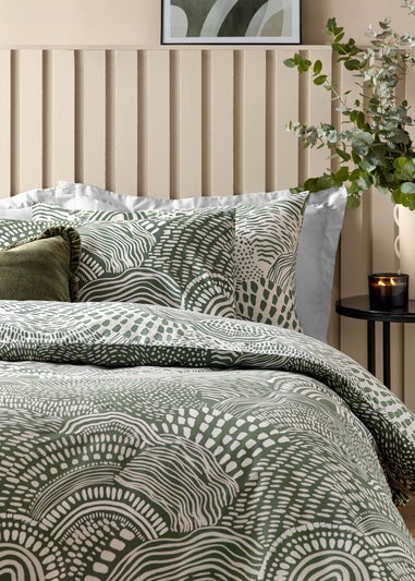 Hoem Olive Nola Abstract Geometric Duvet Cover Set