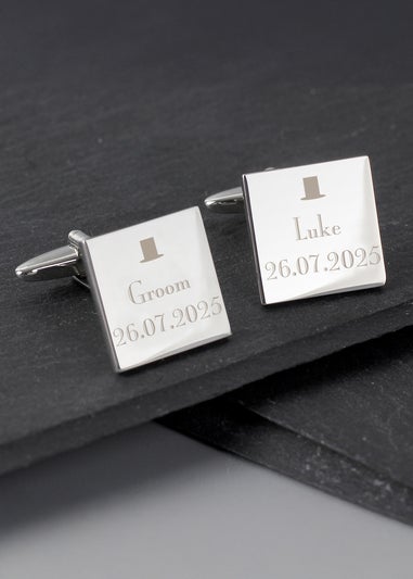 Personalised Memento Company Decorative Wedding Any Role Square Cufflinks