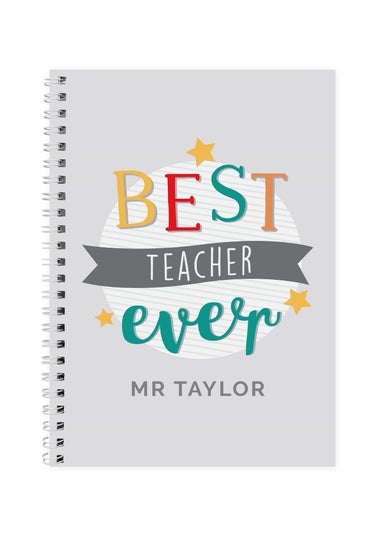 Personalised Memento Company White Best Teacher Ever A5 Notebook