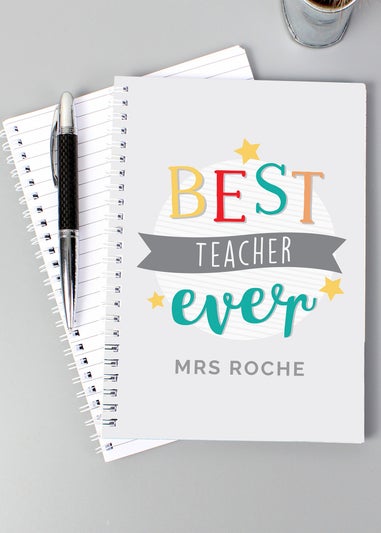 Personalised Memento Company White Best Teacher Ever A5 Notebook