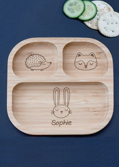 Personalised Memento Company Wood Woodland Bamboo Suction Plate