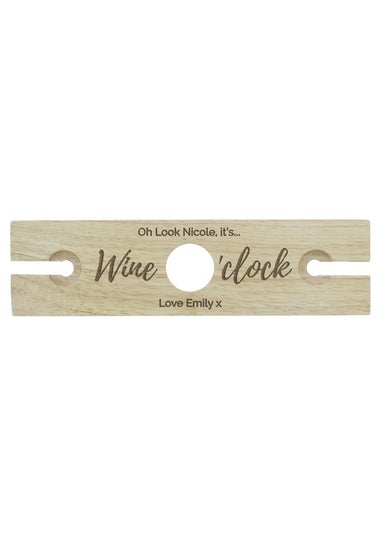 Personalised Memento Company Wood Wine O'clock Wine Glass & Bottle Holder