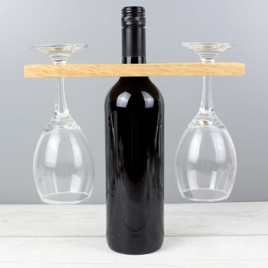 Personalised Memento Company Wood Wine O'clock Wine Glass & Bottle Holder