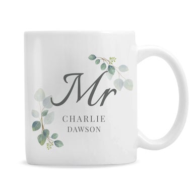 Personalised Memento Company White Botanical Mr Mug