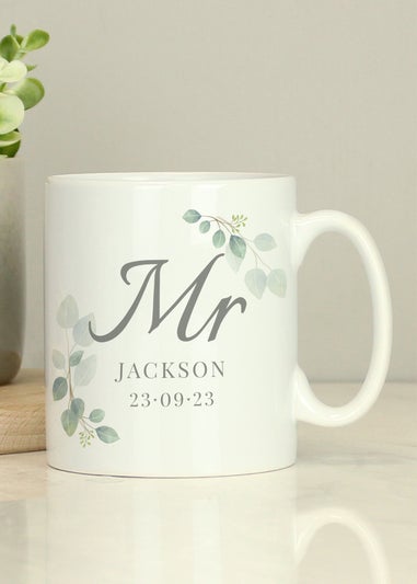 Personalised Memento Company White Botanical Mr Mug