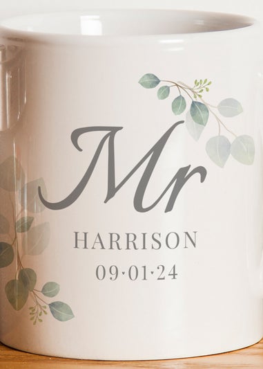 Personalised Memento Company White Botanical Mr Mug