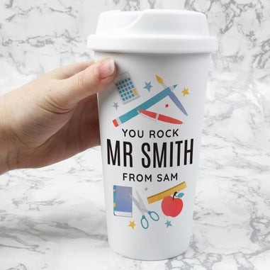 Personalised Memento Company White Teachers Insulated Reusable Eco Travel Cup