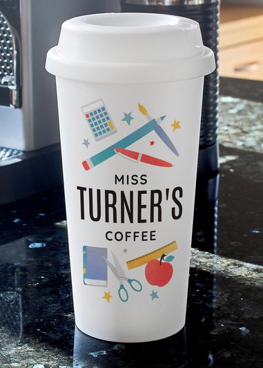 Personalised Memento Company White Teachers Insulated Reusable Eco Travel Cup