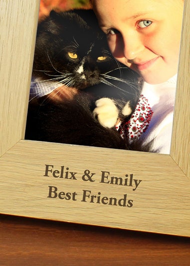 Personalised Memento Company Wood Oak Finish 6x4 Paw Prints Photo Frame