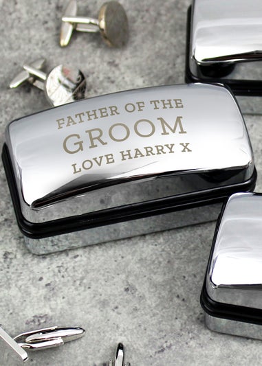 Personalised Memento Company Silver Wedding Cufflink Box