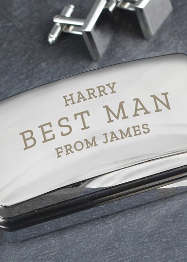 Personalised Memento Company Silver Wedding Cufflink Box