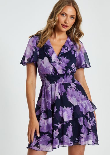 Quiz Navy Floral Skater Dress