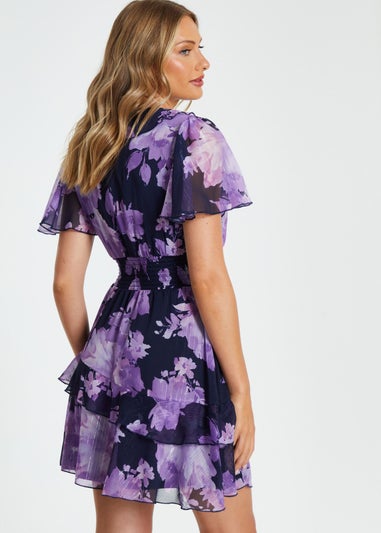 Quiz Navy Floral Skater Dress