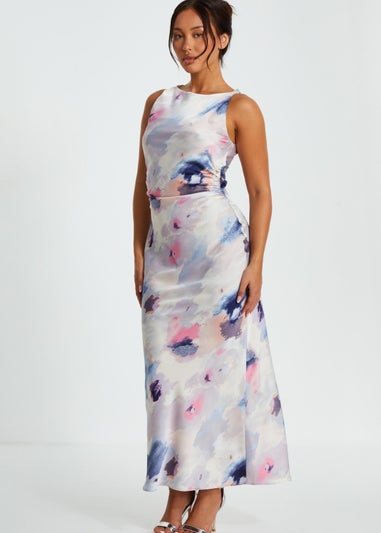 Quiz Multi Petite Marble Twist Maxi Dress