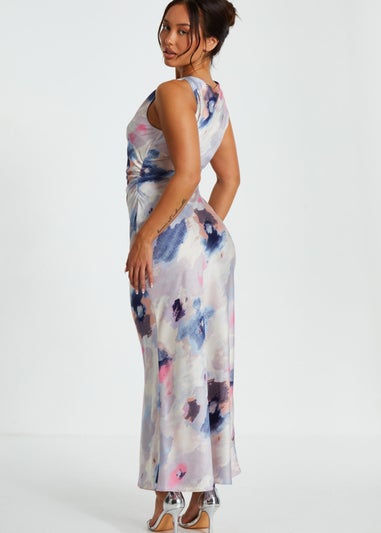 Quiz Multi Petite Marble Twist Maxi Dress