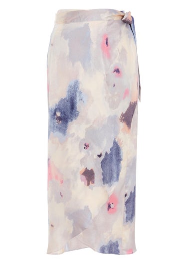 Quiz Multi Marble Print Wrap Midi Skirt