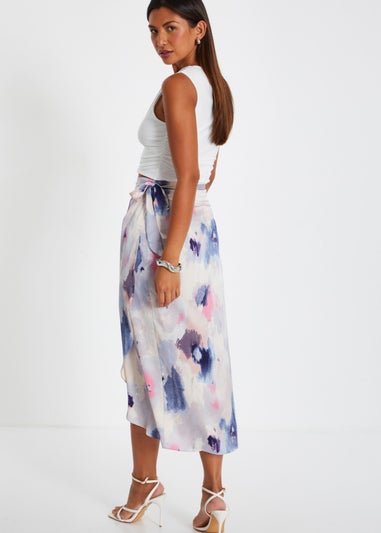 Quiz Multi Marble Print Wrap Midi Skirt