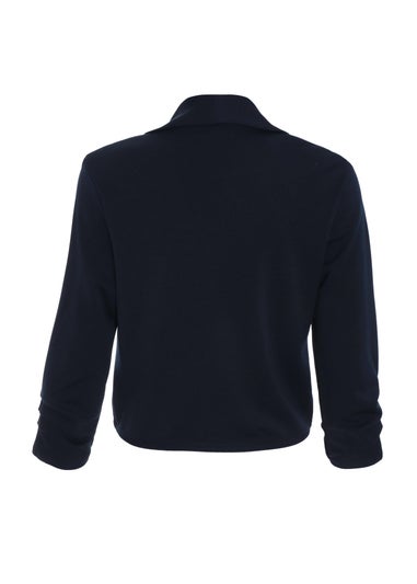 Quiz Blue Navy Shawl Collar Crop Jacket