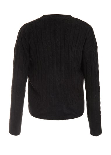 Quiz Black Cable Knit Cardigan