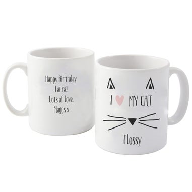 Personalised Memento Company White Cat Features Mug