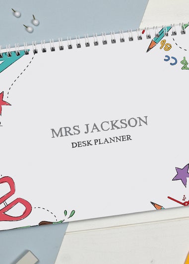 Personalised Memento Company White Teacher A4 Desk Planner