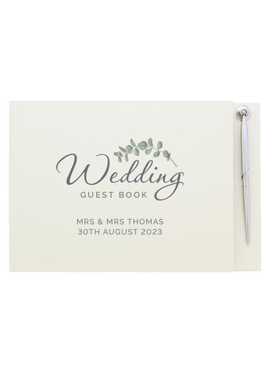 Personalised Memento Company Ivory Botanical Wedding Guest Book & Pen