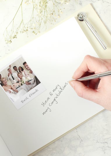 Personalised Memento Company Ivory Botanical Wedding Guest Book & Pen