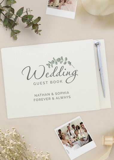 Personalised Memento Company Ivory Botanical Wedding Guest Book & Pen