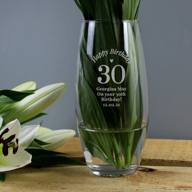 Personalised Memento Company Clear Happy Birthday Bullet Vase