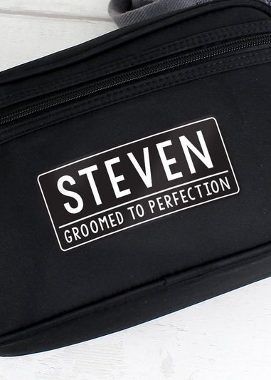 Personalised Memento Company Black Free Text Toiletry Bag