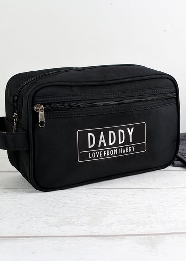 Personalised Memento Company Black Free Text Toiletry Bag