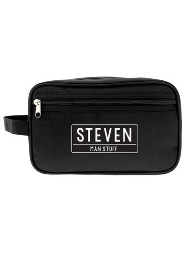 Personalised Memento Company Black Free Text Toiletry Bag