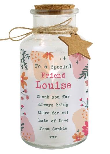 Personalised Memento Company Clear Floral LED Glass Jar