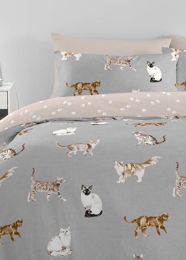 Fusion Cats Grey Duvet Cover Set