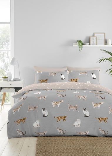 Fusion Cats Grey Duvet Cover Set