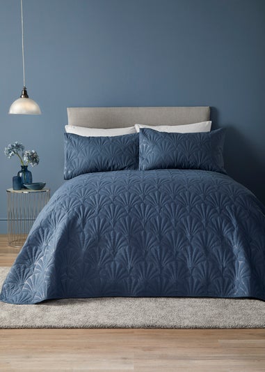 Serene Cavali Dark Blue Pinsonic Bedspread