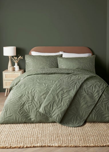 Serene Luana Dark Green Peach Finish Duvet Cover Set