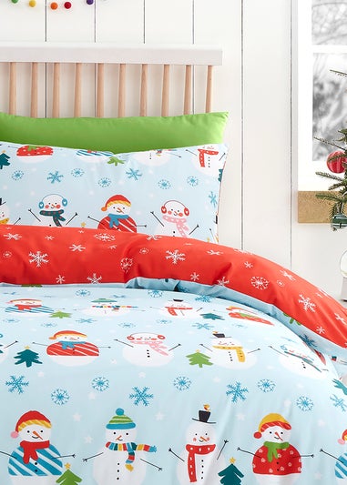 Fusion Christmas Snowman Duck Egg Duvet Cover Set